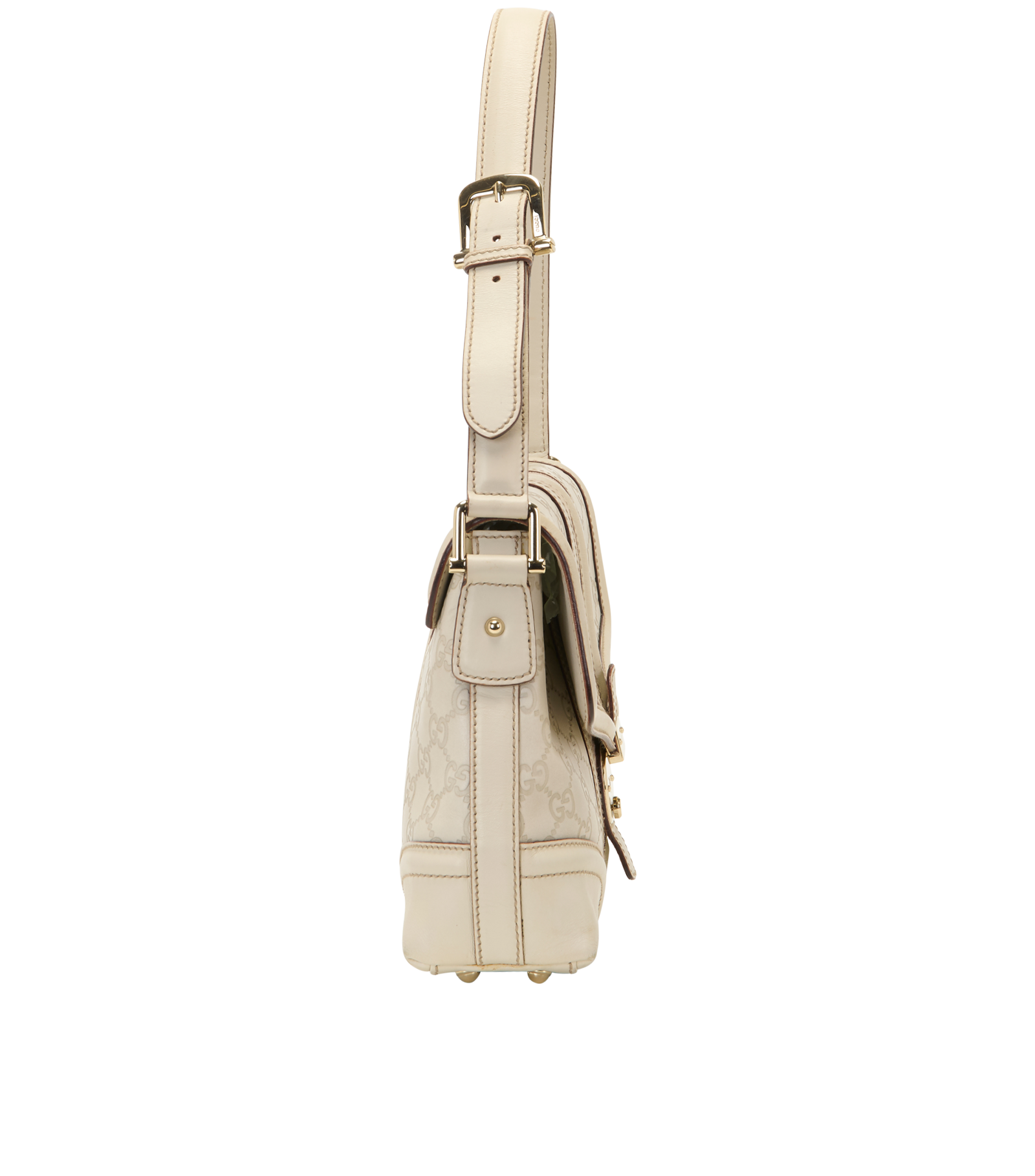 GG Signature Treasure Flap, &pound;395, Handbags, White, Leather, Side view